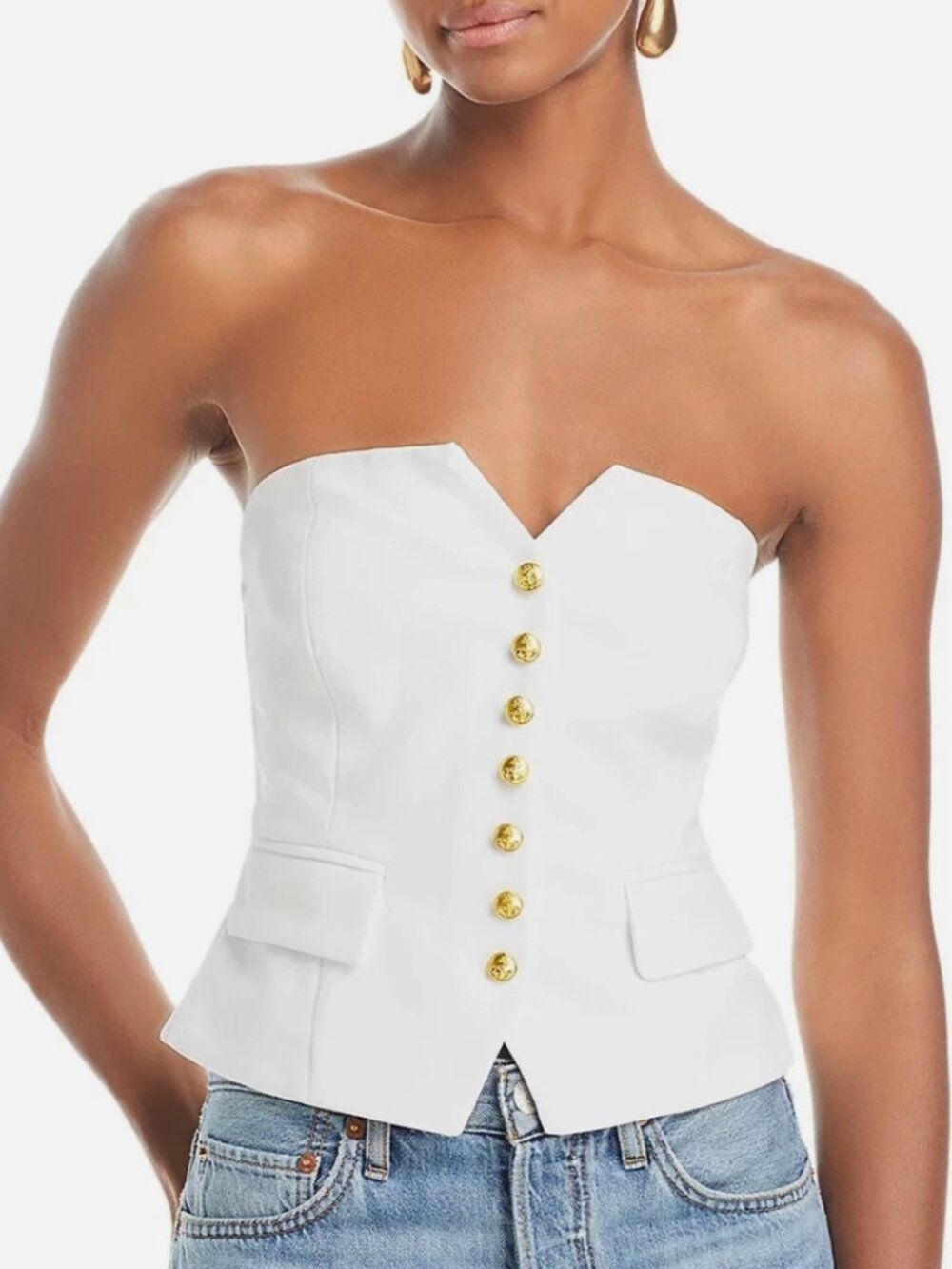 AQUA Women's Strapless Sailor Top
